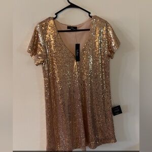 Lulu's Gold Sequin Mini Dress